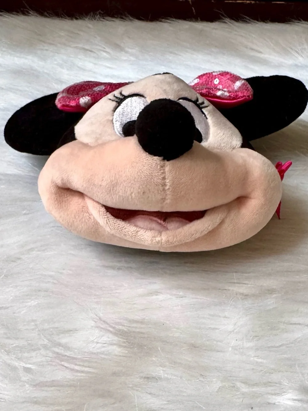 Disney‎ Minnie Mouse Plush Mini Handbag With Chain Strap Sequin Bow
